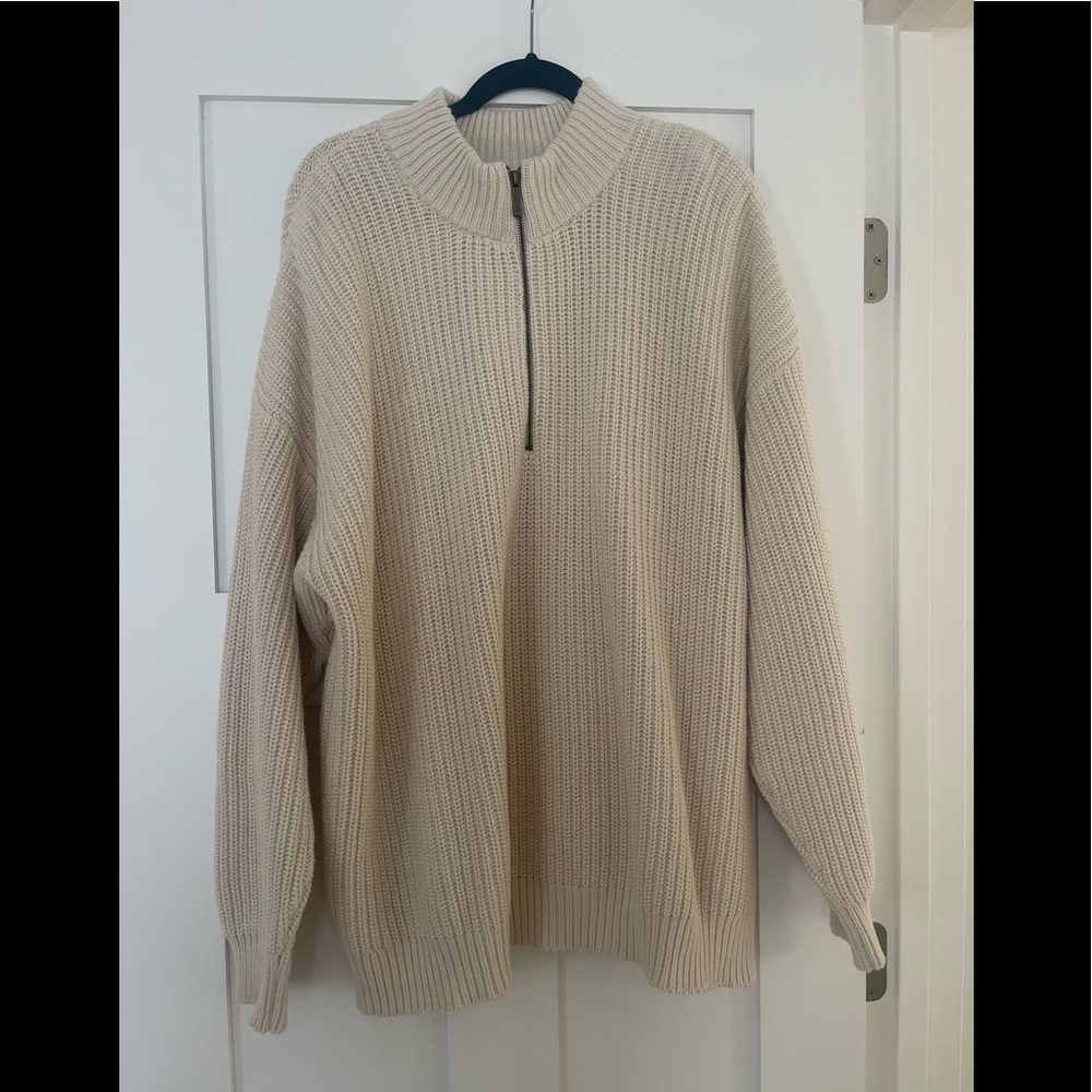 Brand new (w/o tags) natural color quarter zip sweater. -Missed return timeline